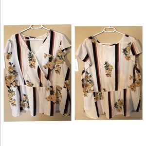 Flowery Short Sleeved Blouse